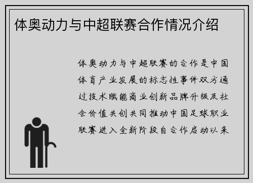 体奥动力与中超联赛合作情况介绍